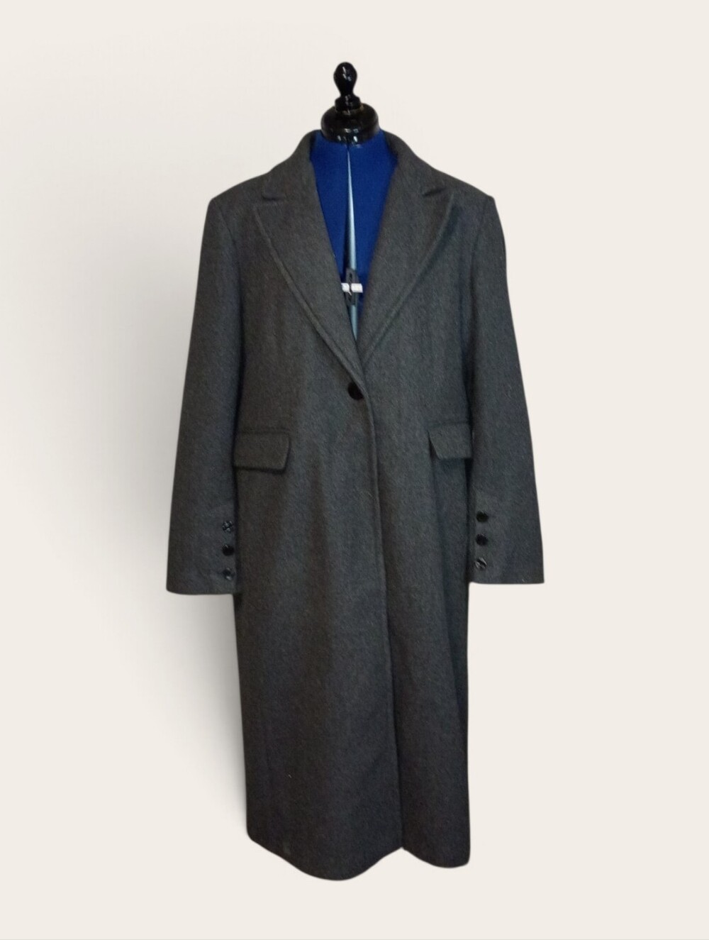 Sam Edelman Charcoal Gray Long Wool Pea Coat